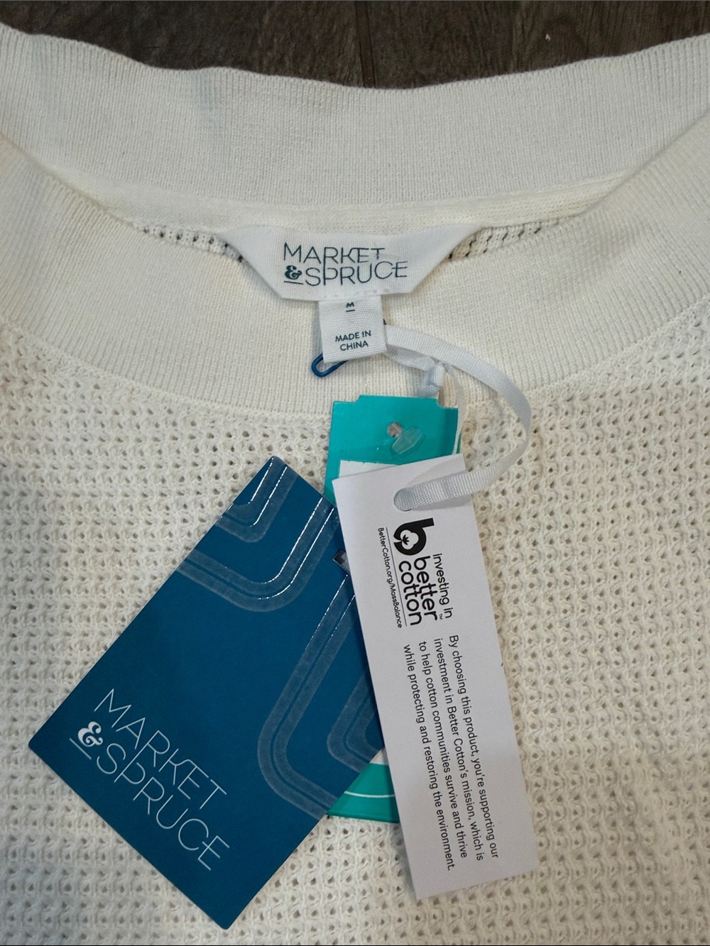 NWT Market & Spruce Cream Palm-Embroidered Knit Boatneck Sweater - Picture 3 of 6